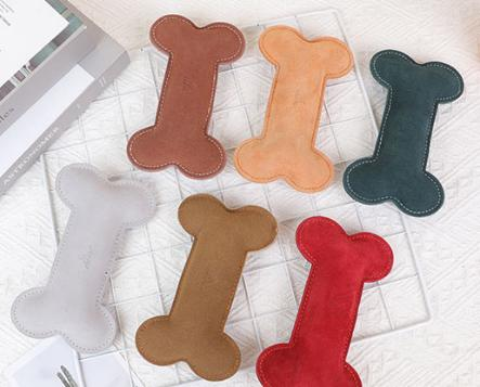 Durable Suede Leather Bone Squeaky Toy - Image 2